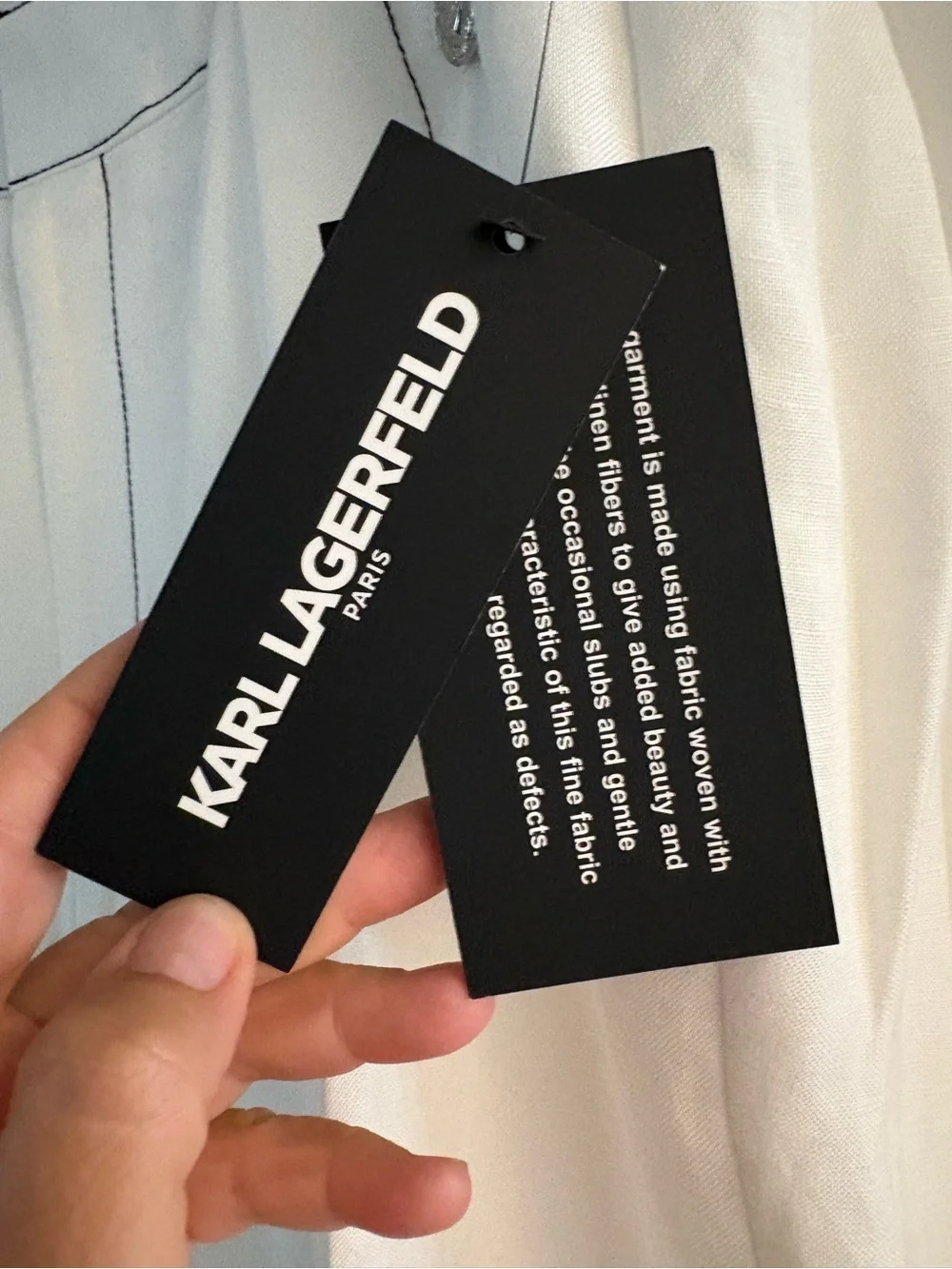 Karl Lagerfeld White Linen Blend Wide-Leg Pants with Decorative Buttons